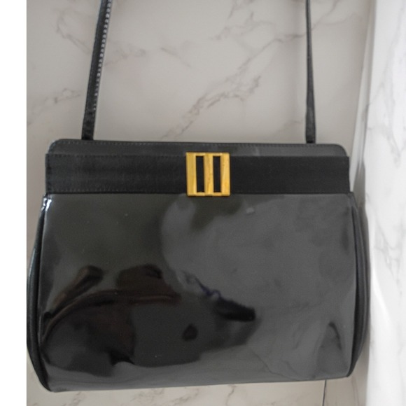 Salvatore Ferragamo Handbags - SALVATORE FERRAGAMO Vintage Black Patent Leather Shoulder Bag - EUC